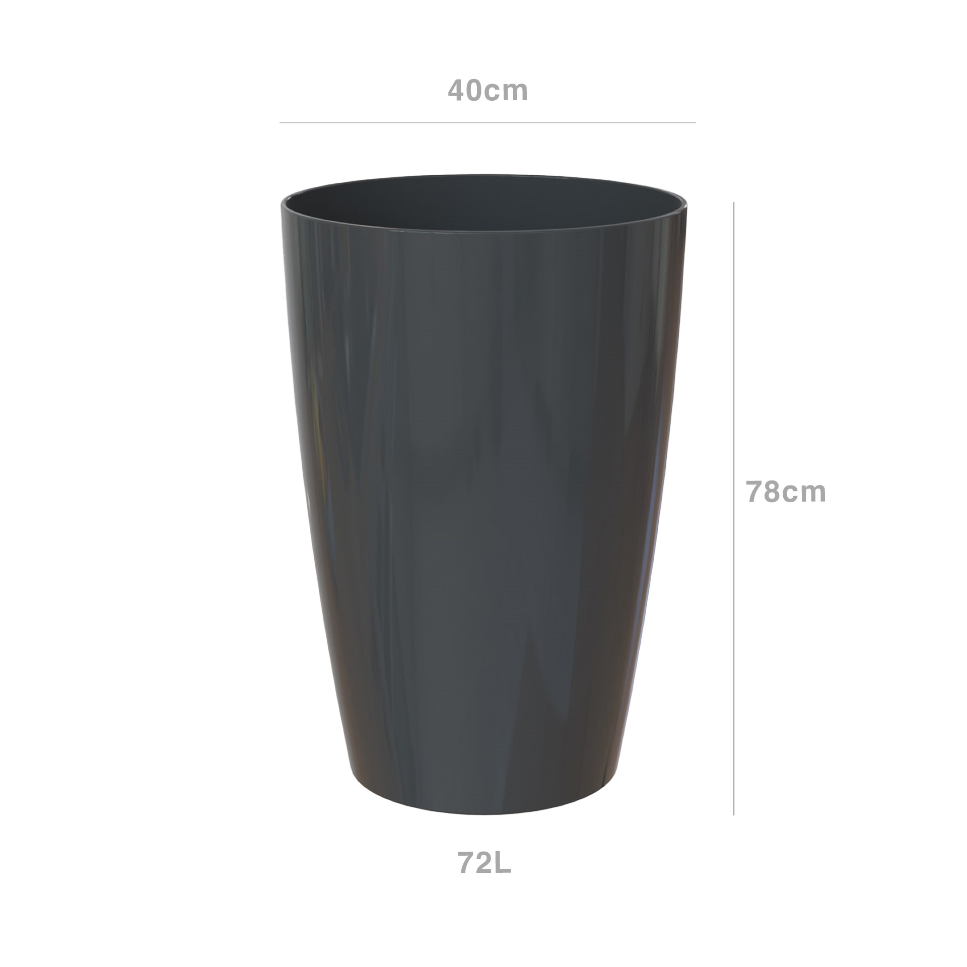 Vaso Santorini Ø40X78cm 72L Antracite