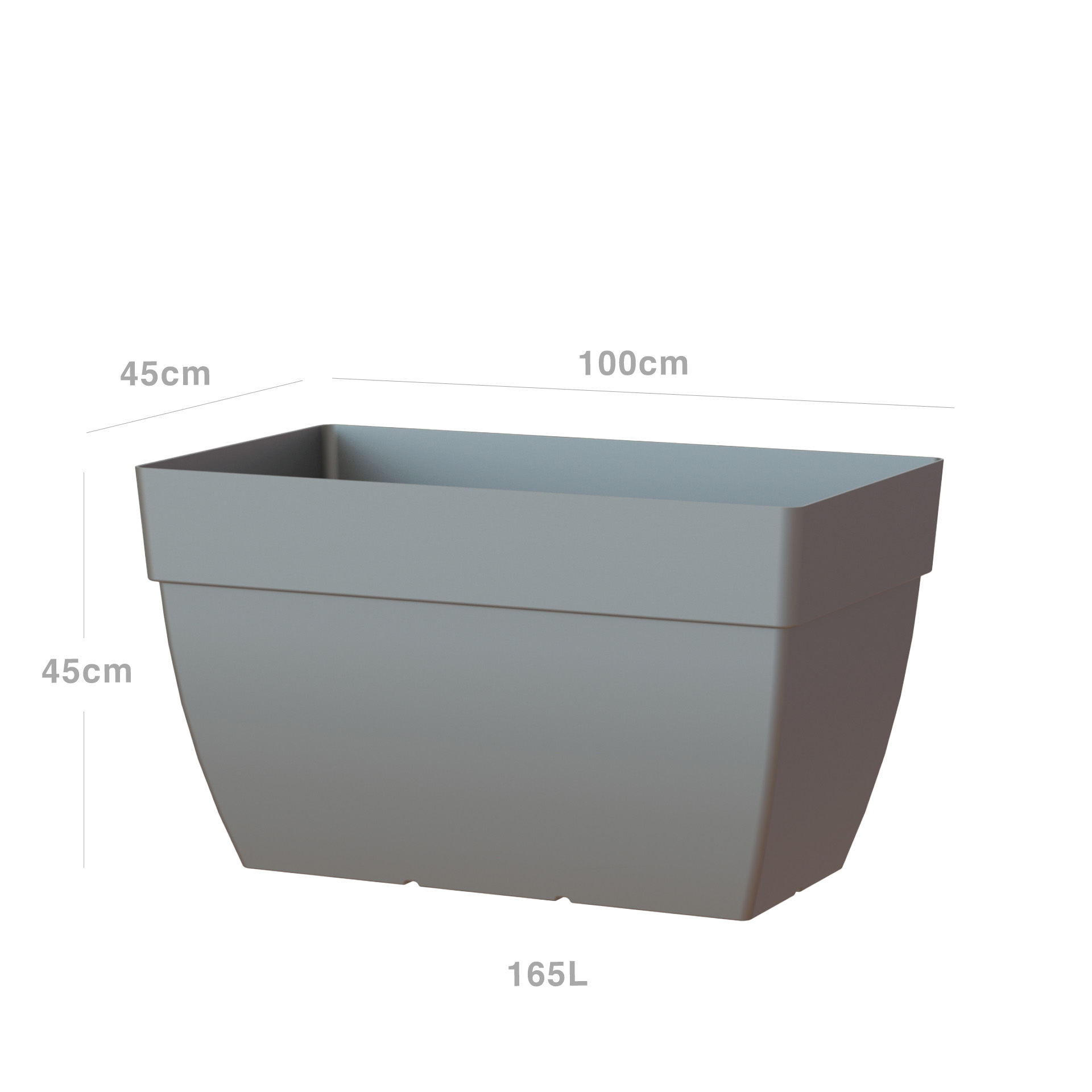 Floreira Capri Xl 100X45X45cm 165L Antracite
