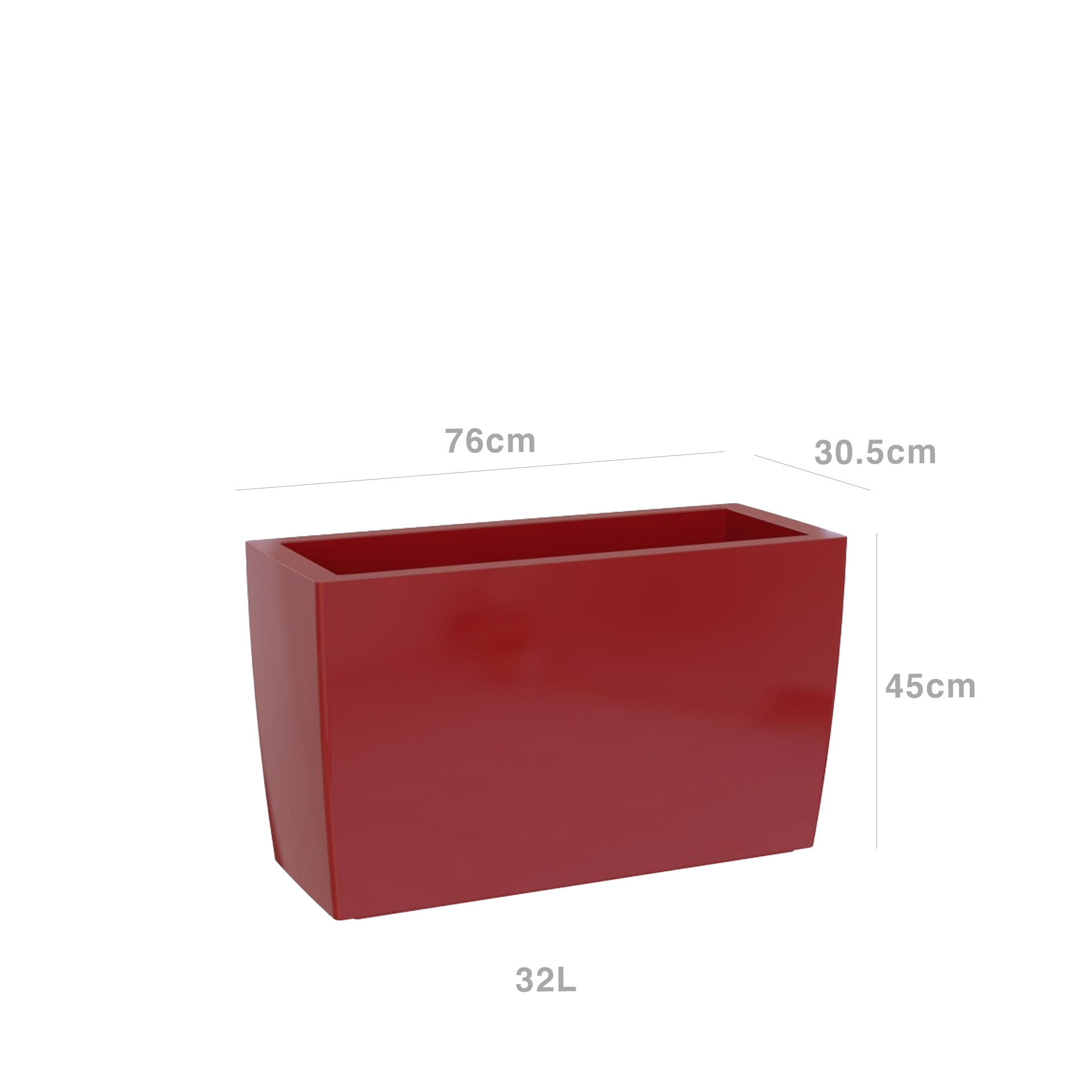 Floreira Marbella 76X30.5X45cm Vermelho Escuro