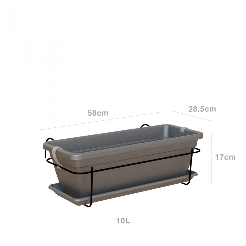 Floreira Venezia Prato + Suporte 50X29X17cm 10L Antracite Floreira Venezia Prato + Suporte 50X29X17cm 10L Antracite