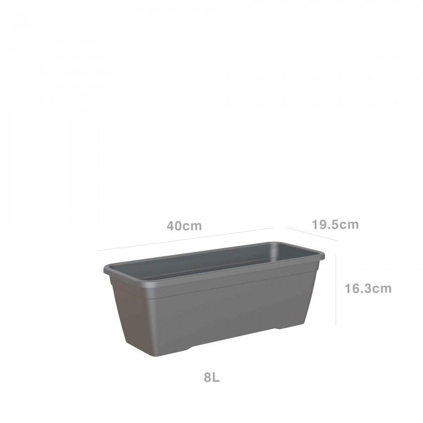 Floreira Venezia 40X19.5X16.3cm 8L Antracite Floreira Venezia 40X19.5X16.3cm 8L Antracite