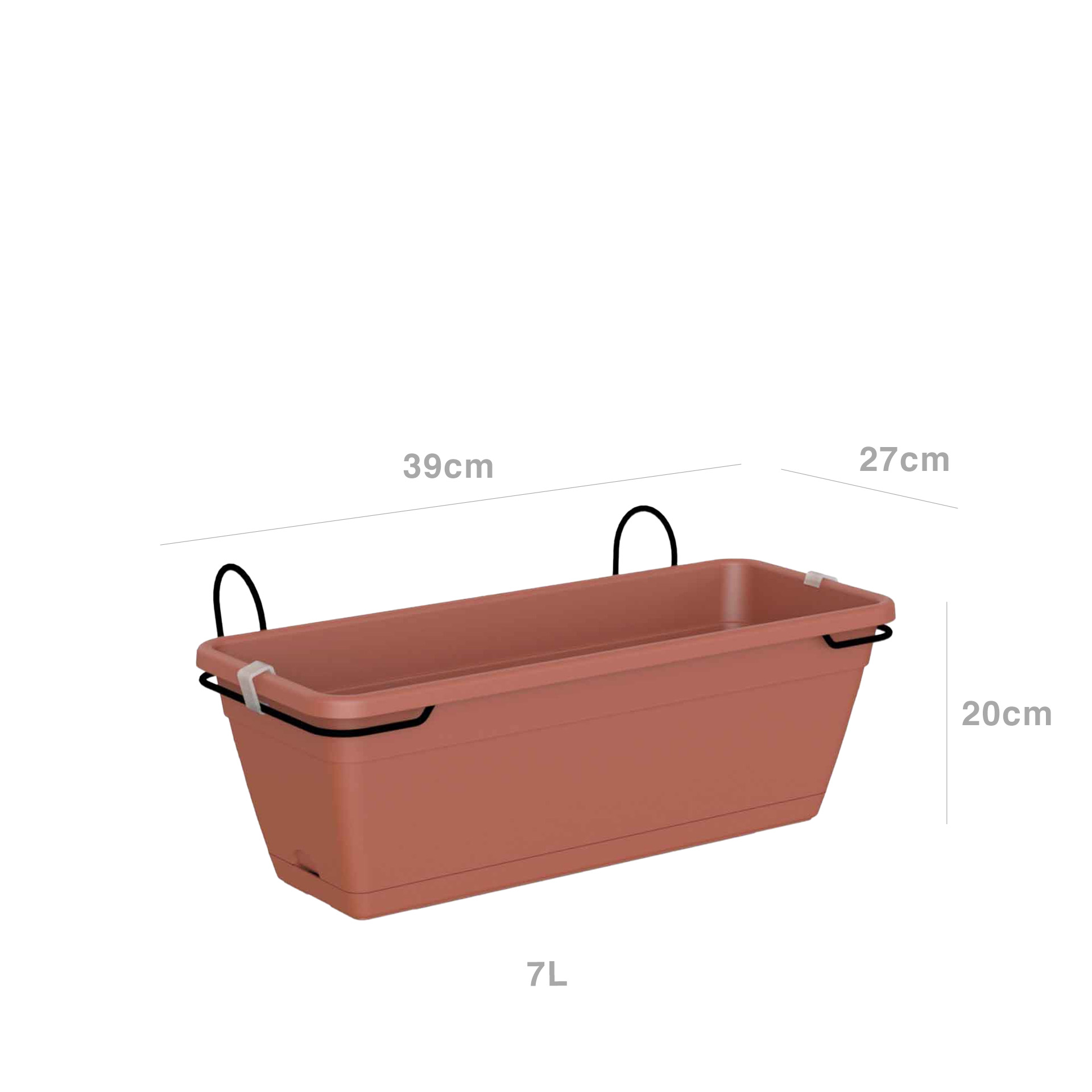 Floreira Venezia Kit Varanda 39X19.5X16.6cm 7L Terracota