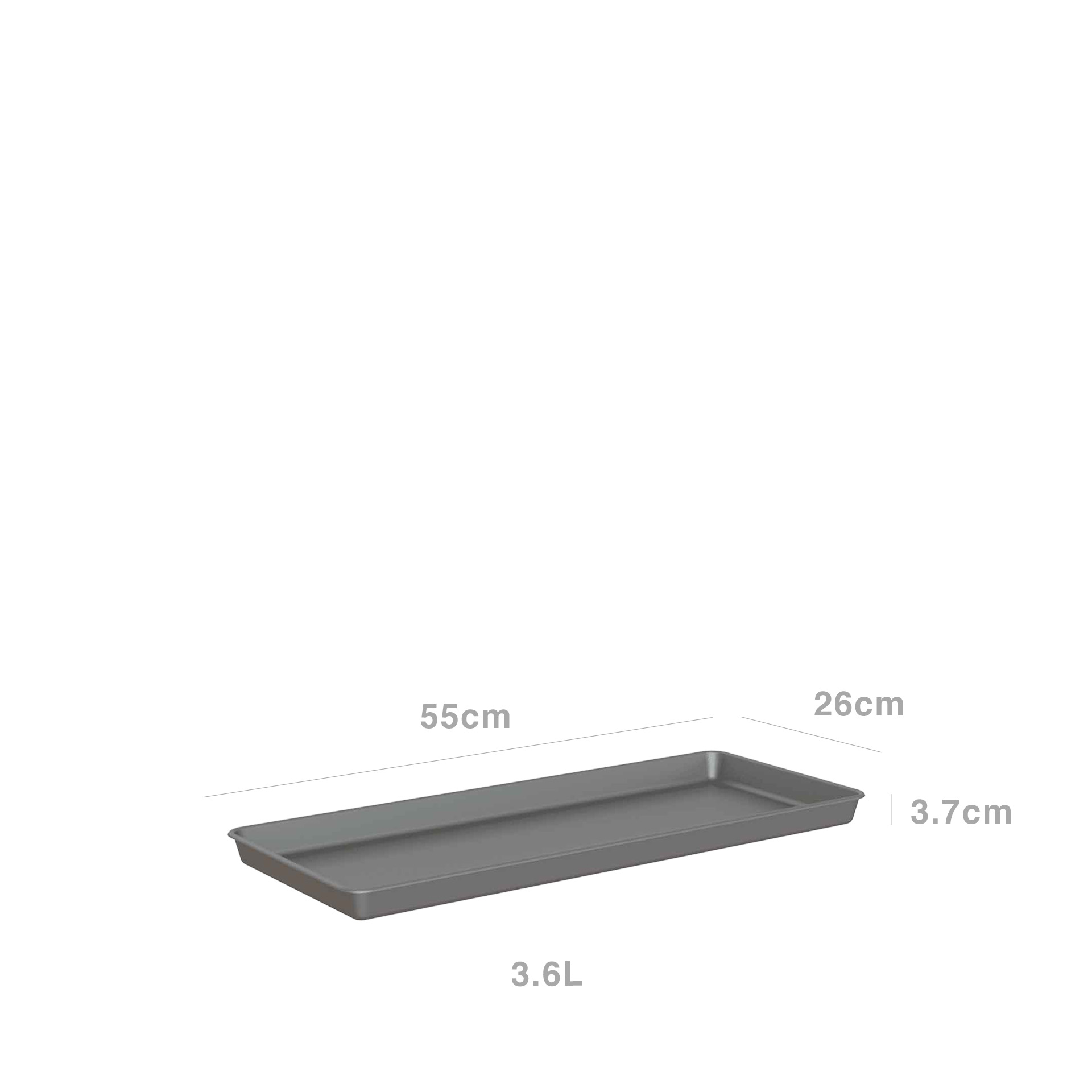 Prato Venezia Xl Retangular 55X26X3.7cm 5.2L Antracite