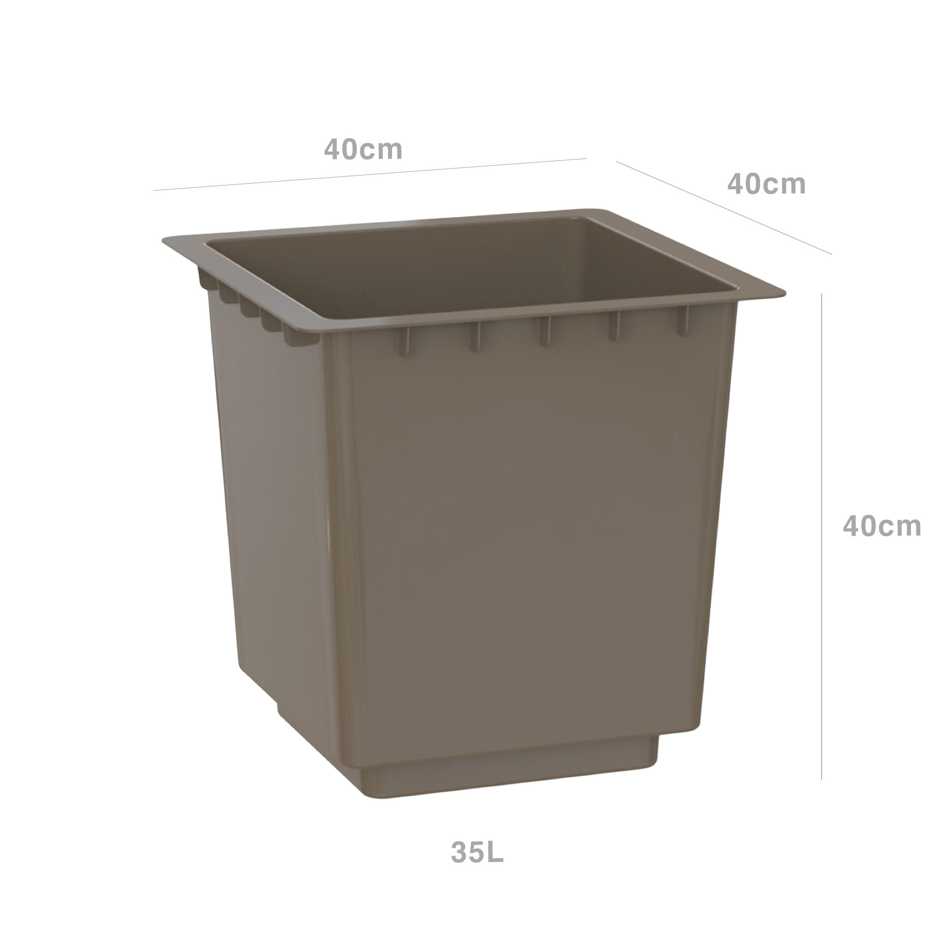 Interior Vaso Pisa 40X40X40cm 35L Tortora Brilhante