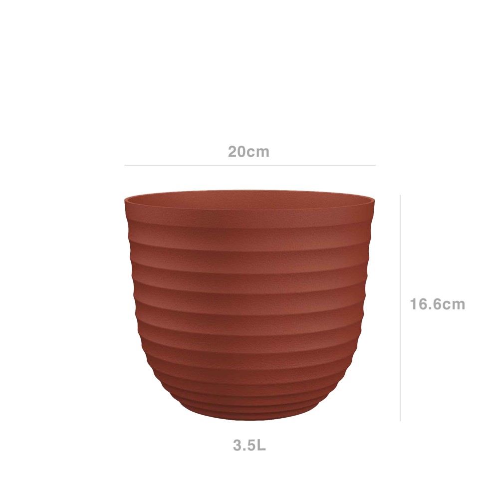 Vaso Havana Waves Ø20X16.6cm 3.5L Castanho Terracota