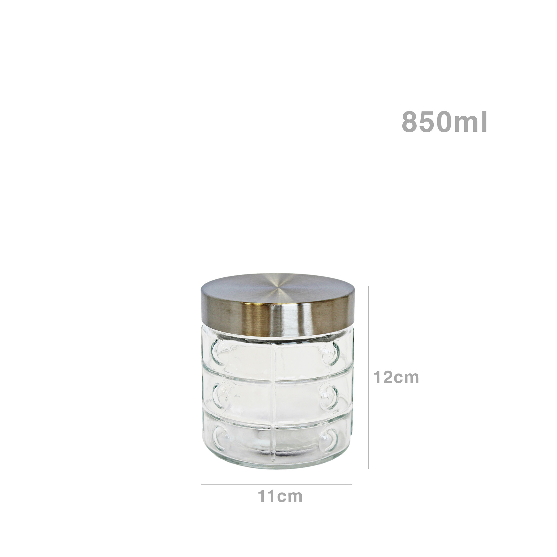 Frasco Hermético Vidro Tampa Metal 850ml 11X12cm