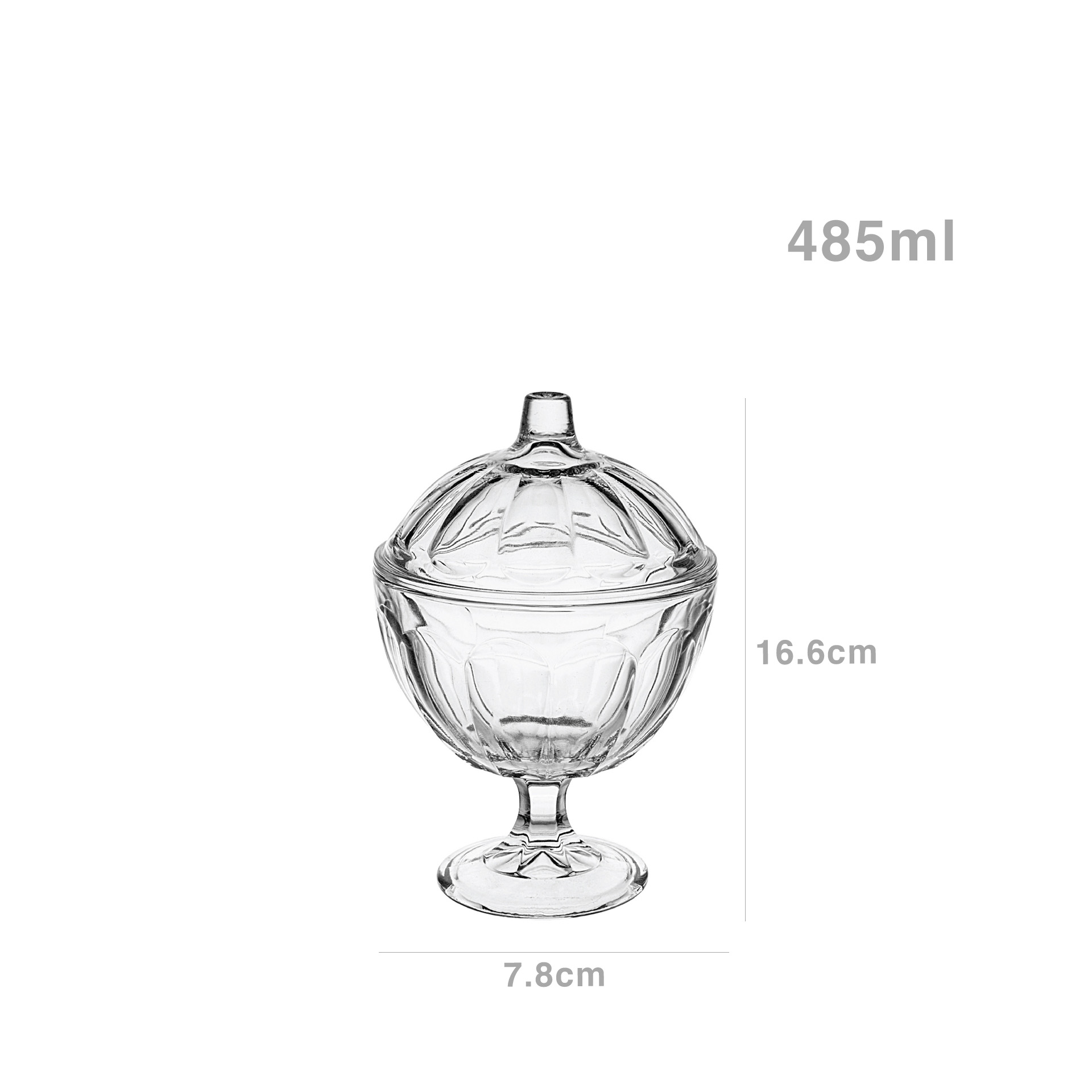 Bomboneira Vidro Cartagena Redonda 485ml 7.8X16.6cm