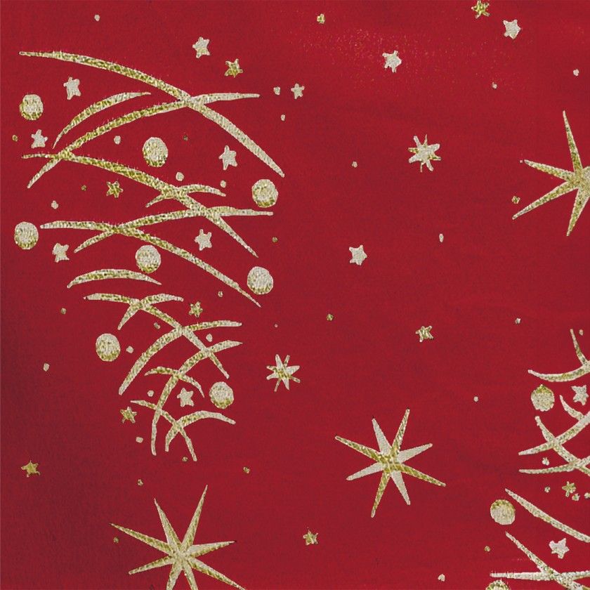Toalha Natal Estrelas Vermelho / Ouro 150X150cm