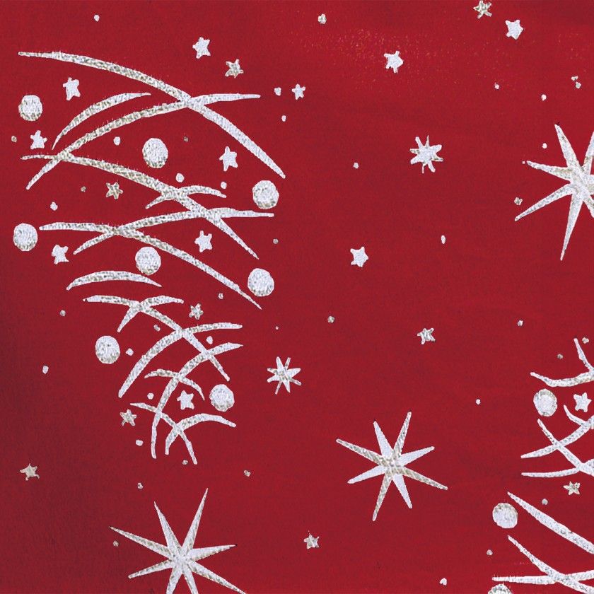 Toalha Natal Estrelas Vermelho / Prata 150X200cm