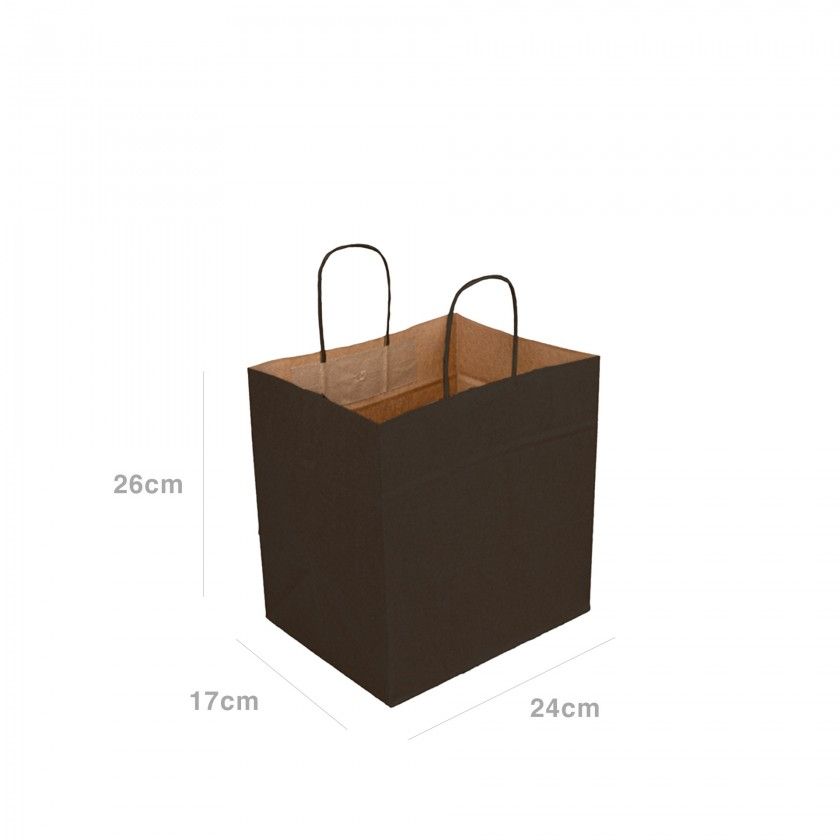 Saco com Asas Papel Catering Preto 26X17X24cm Saco com Asas Papel Catering Preto 26X17X24cm