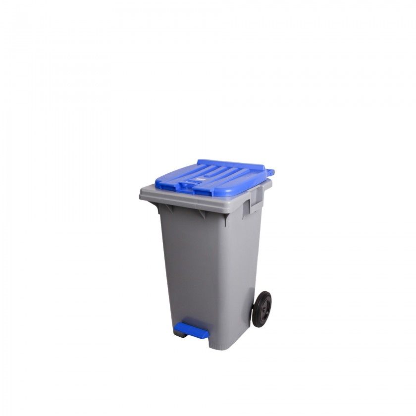 Contentor com Pedal e Rodas Tampa Azul 80l 55X47.5X86.5cm