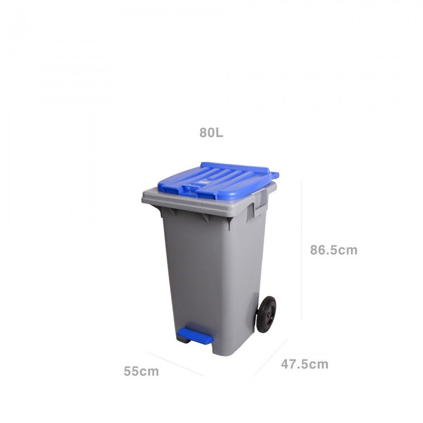 Contentor com Pedal e Rodas Tampa Azul 80l 55X47.5X86.5cm Contentor com Pedal e Rodas Tampa Azul 80l 55X47.5X86.5cm