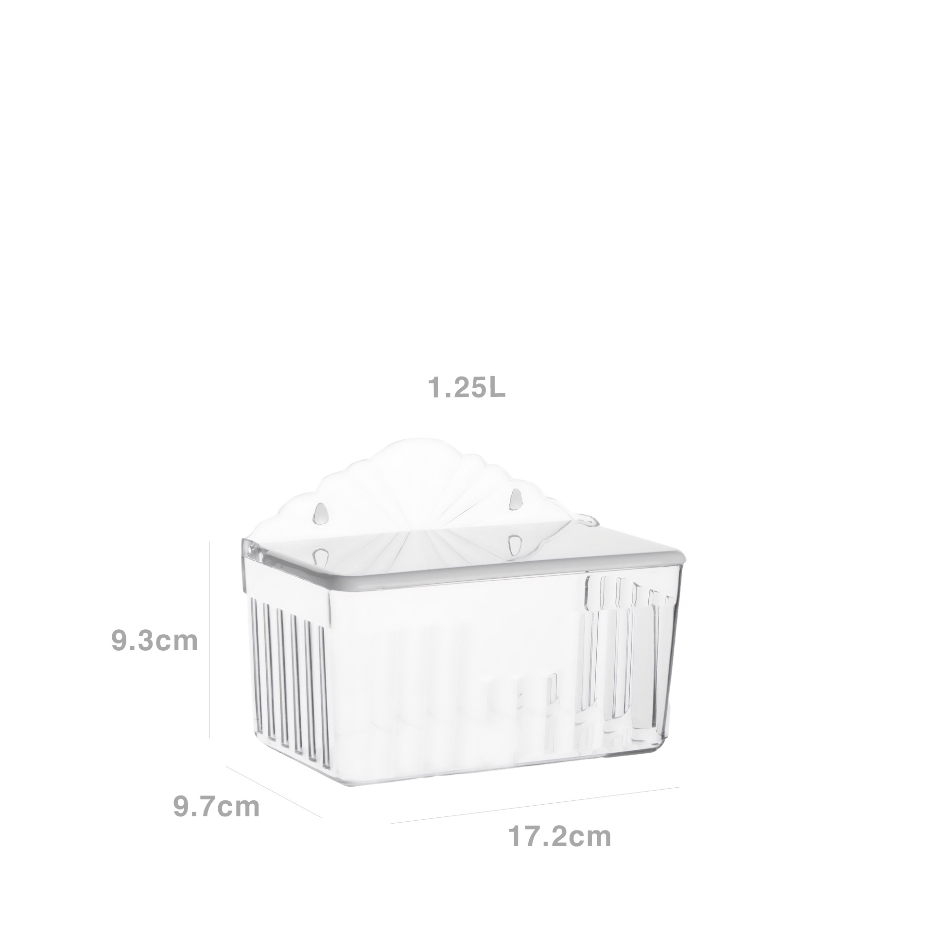 Saleiro Plástico Transparente 1250ml 17.2X9.7X9.3cm