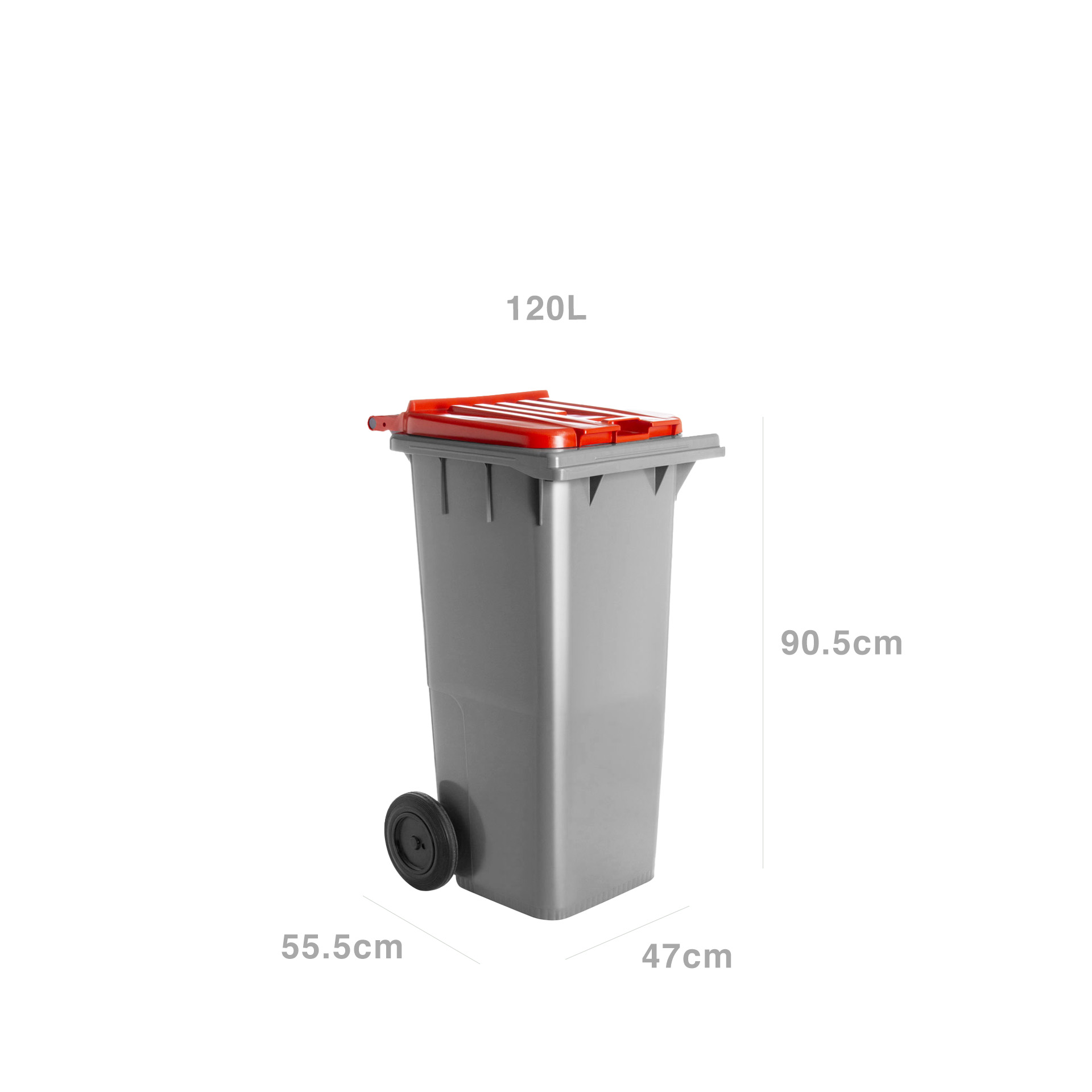 Contentor Eco Cinza com Rodas Tampa Vermelho 120l 55.5X47X90.5cm