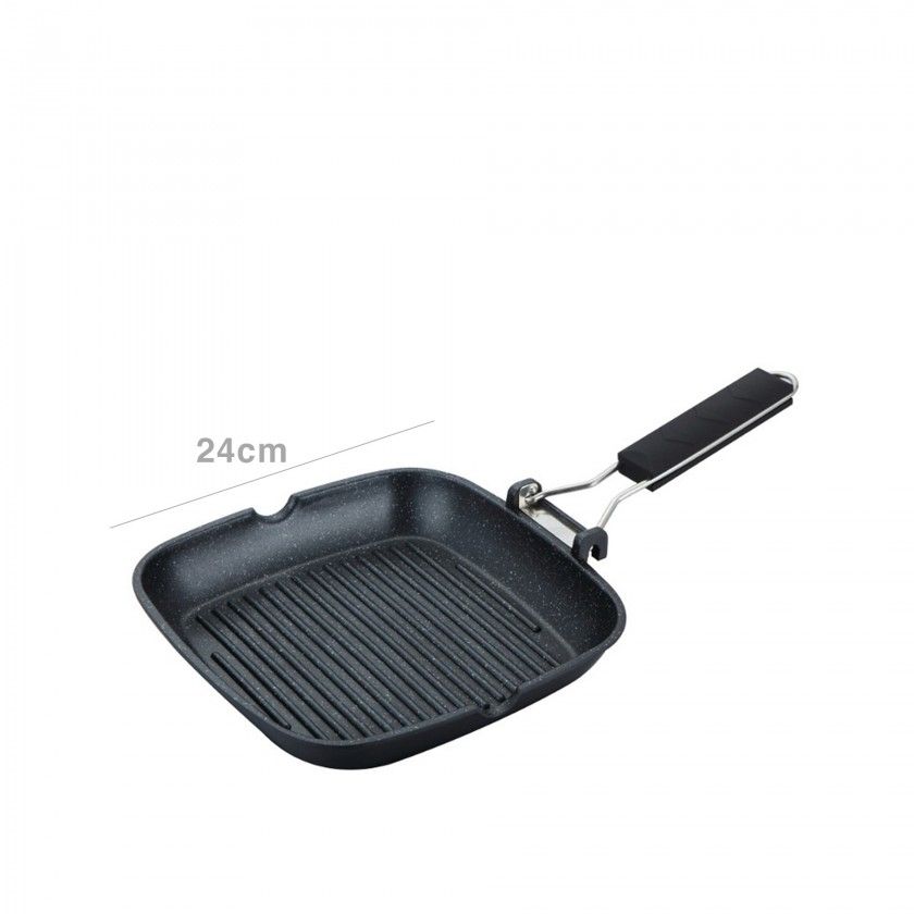 Grelhador Antiaderente com Pega Rebatível Troia 24cm Grelhador Antiaderente com Pega Rebatível Troia 24cm