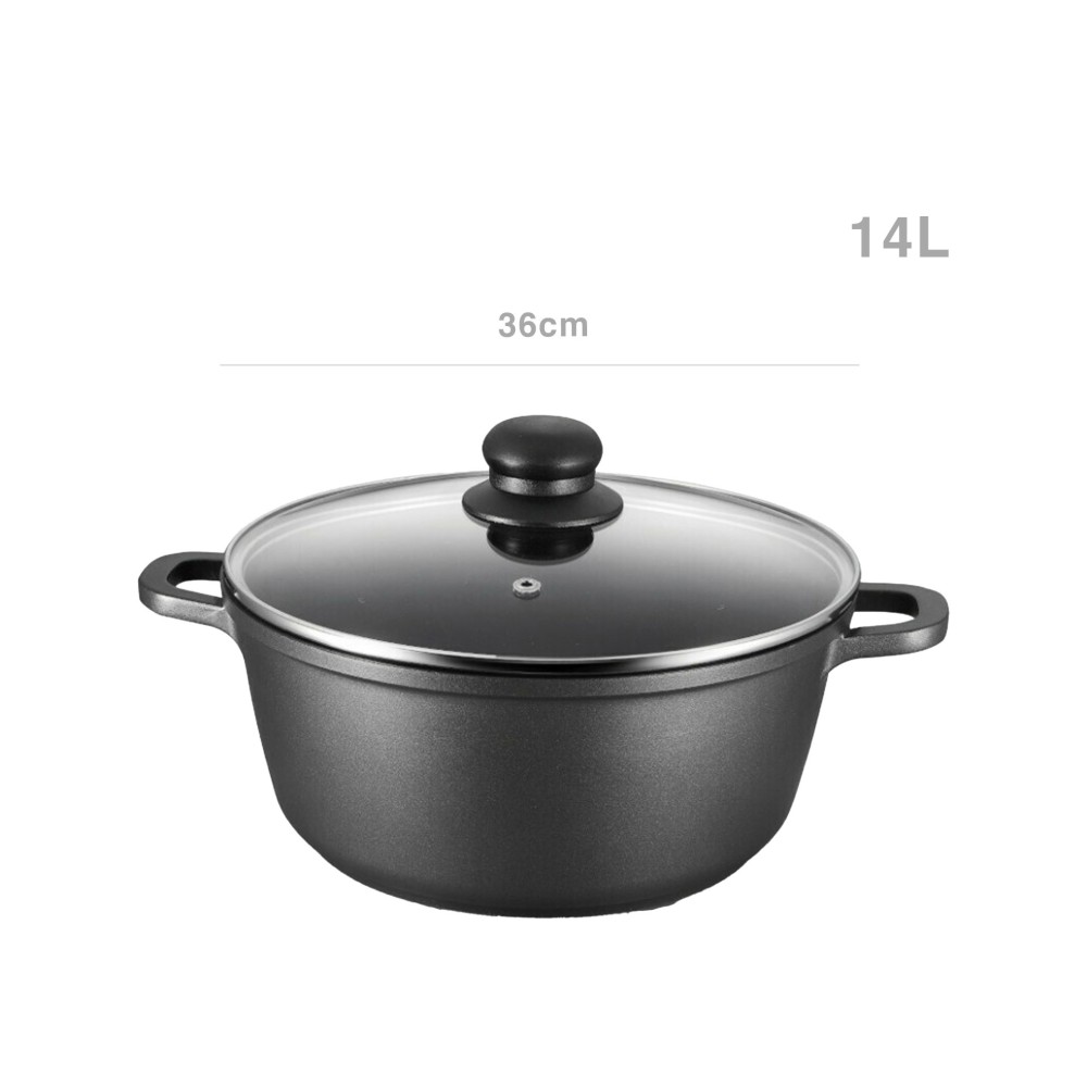 Caçarola Alumínio Sagres Tampa Vidro Indução 14l 36cm