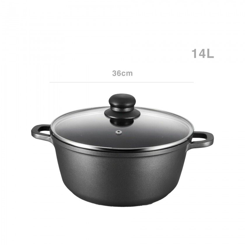 Caarola Alumnio Sagres Tampa Vidro Induo 14l 36cm