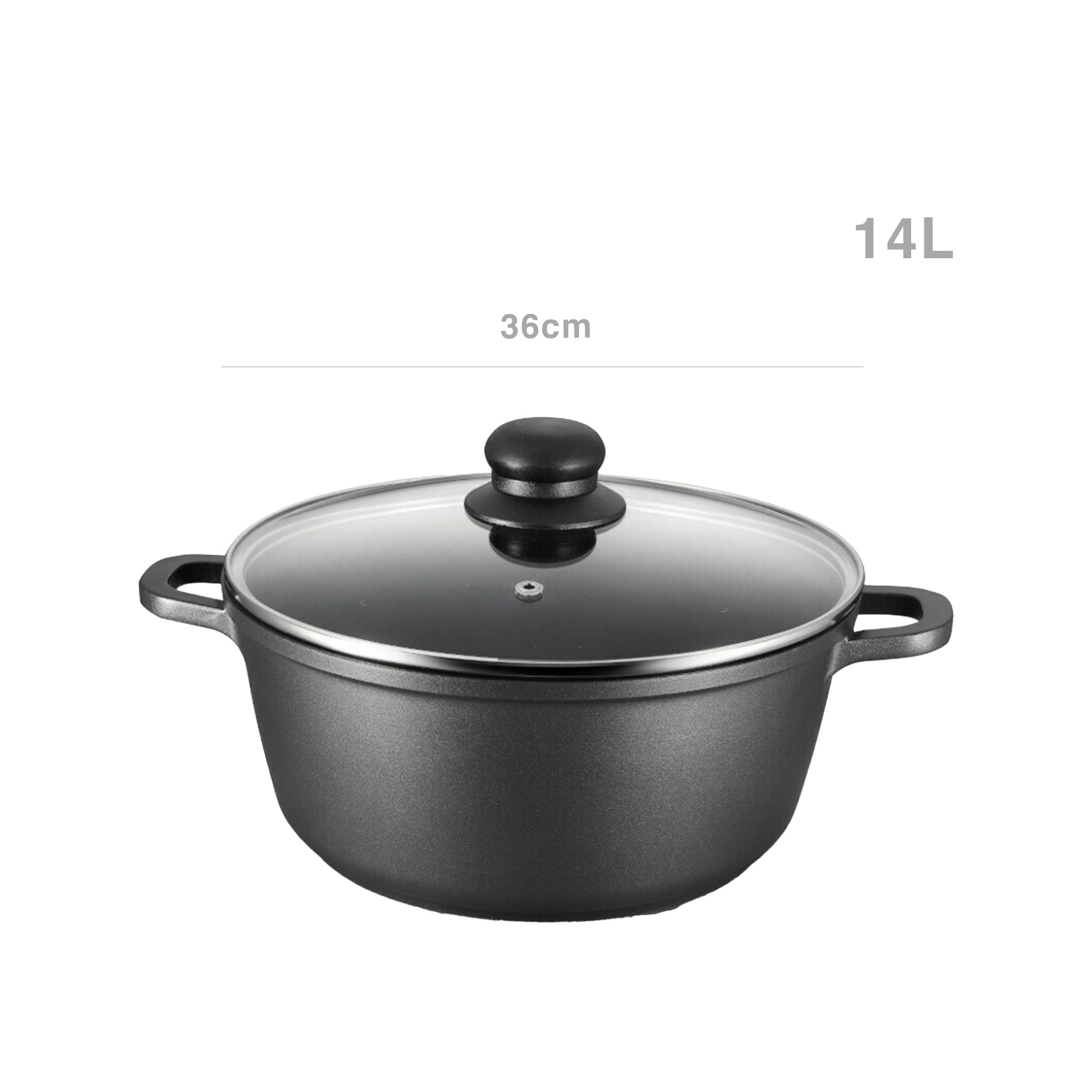 Caçarola Alumínio Sagres Tampa Vidro Indução 14l 36cm