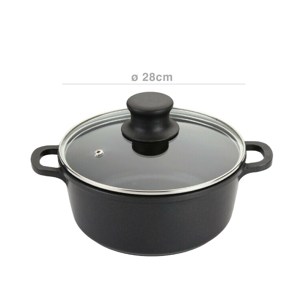 Caçarola Antiaderente Troia Tampa Vidro 28cm