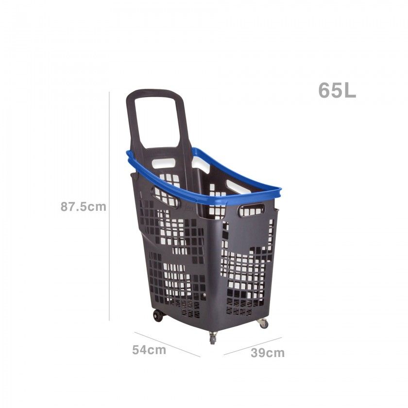 Cesto Compras com 4 Rodas Aro Azul 65l 39X54X87.5cm Cesto Compras com 4 Rodas Aro Azul 65l 39X54X87.5cm