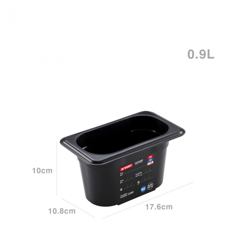 Caixa Abs GN 1/9 NSF Preto 0.9l 17.6X10.8X10cm