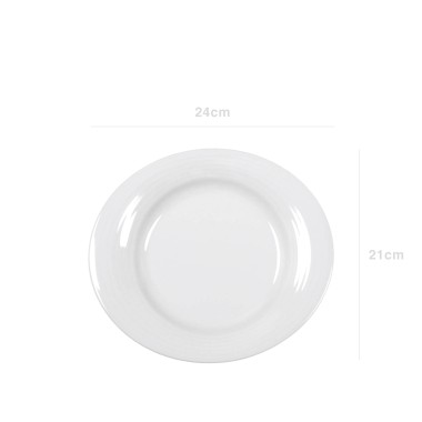 Prato Sobremesa Duo Oval Branco 24X21cm