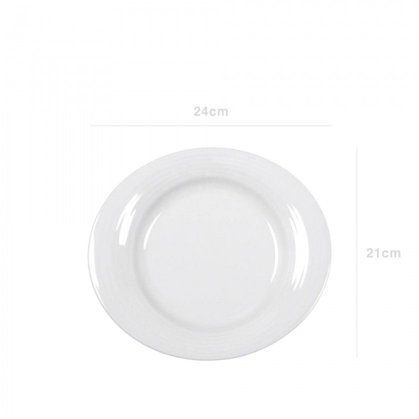 Prato Sobremesa Duo Oval Branco 24X21cm