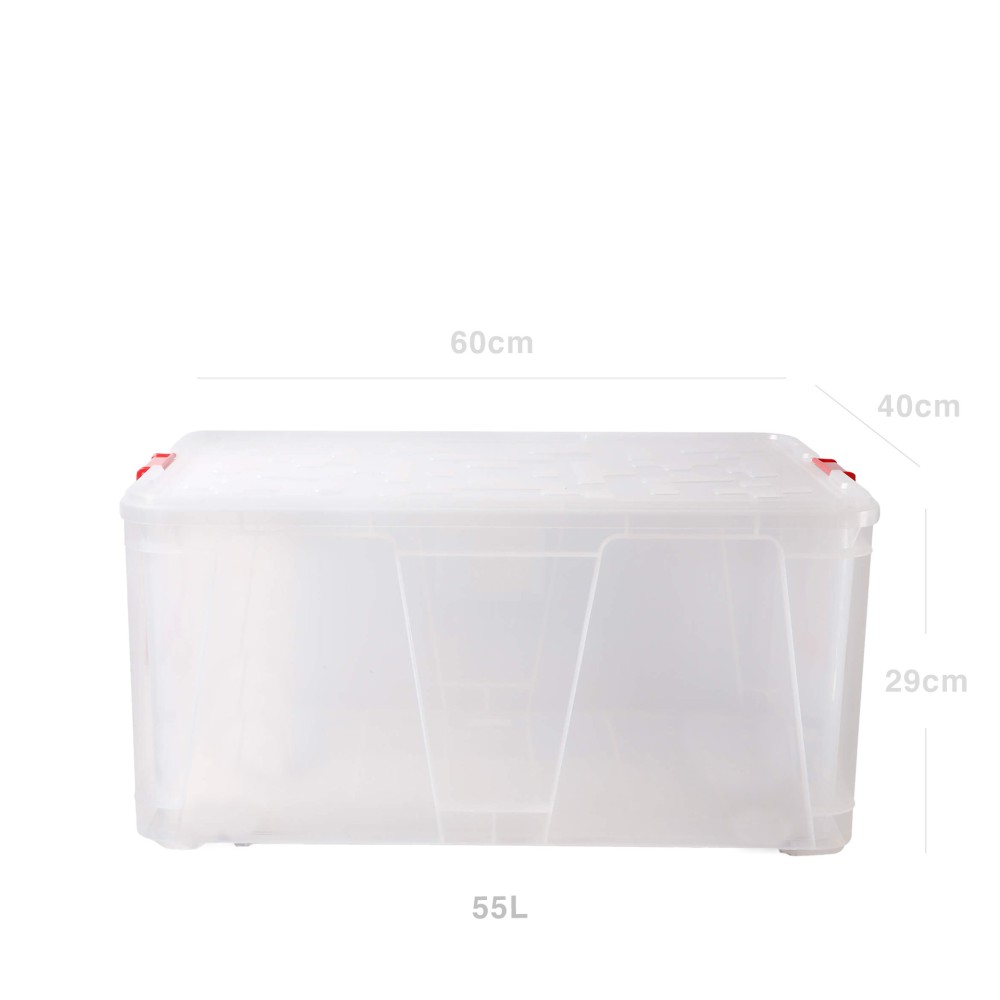 Caixa Arrumos Plástica Retangular Vermelho 55l 60X40X29cm