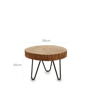 Mesa Tronco Madeira Redonda 28X20cm