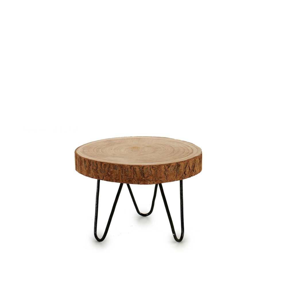 Mesa Tronco Madeira Redonda 28X20cm
