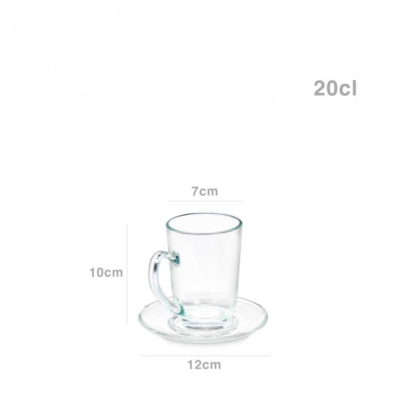 Chávena Café Vidro com Prato 200ml Pack 6 Chávena Café Vidro com Prato 200ml Pack 6