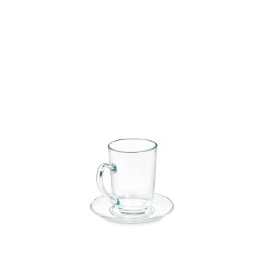 Chávena Café Vidro com Prato 200ml Pack 6