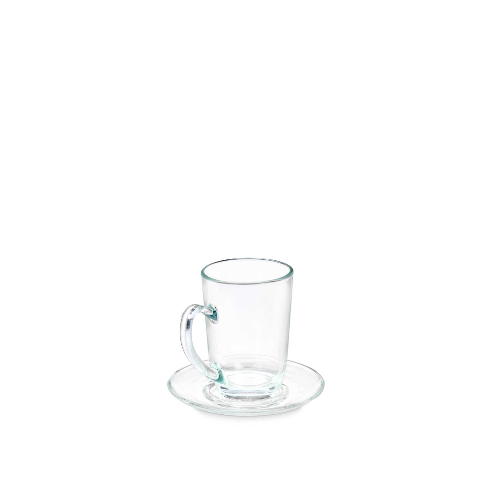 Chávena Café Vidro com Prato 200ml Pack 6