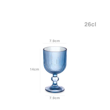 Copo com Pé Agata Azul 26cl Pack 6