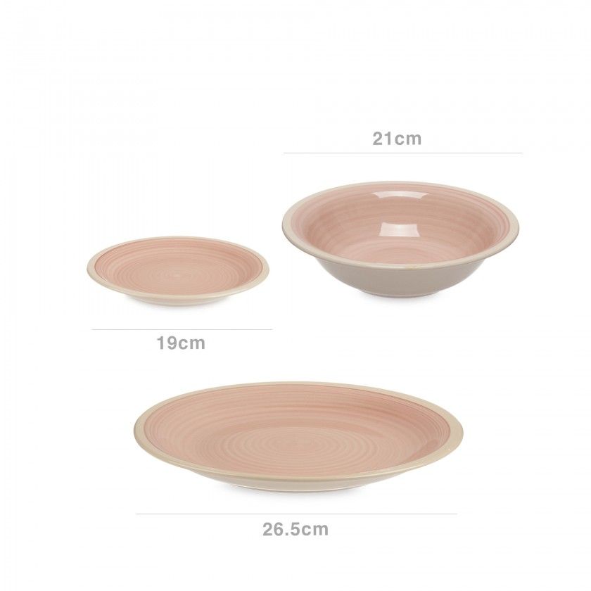 Serviço Jantar Grés Rosa 18 Peças Serviço Jantar Grés Rosa 18 Peças
