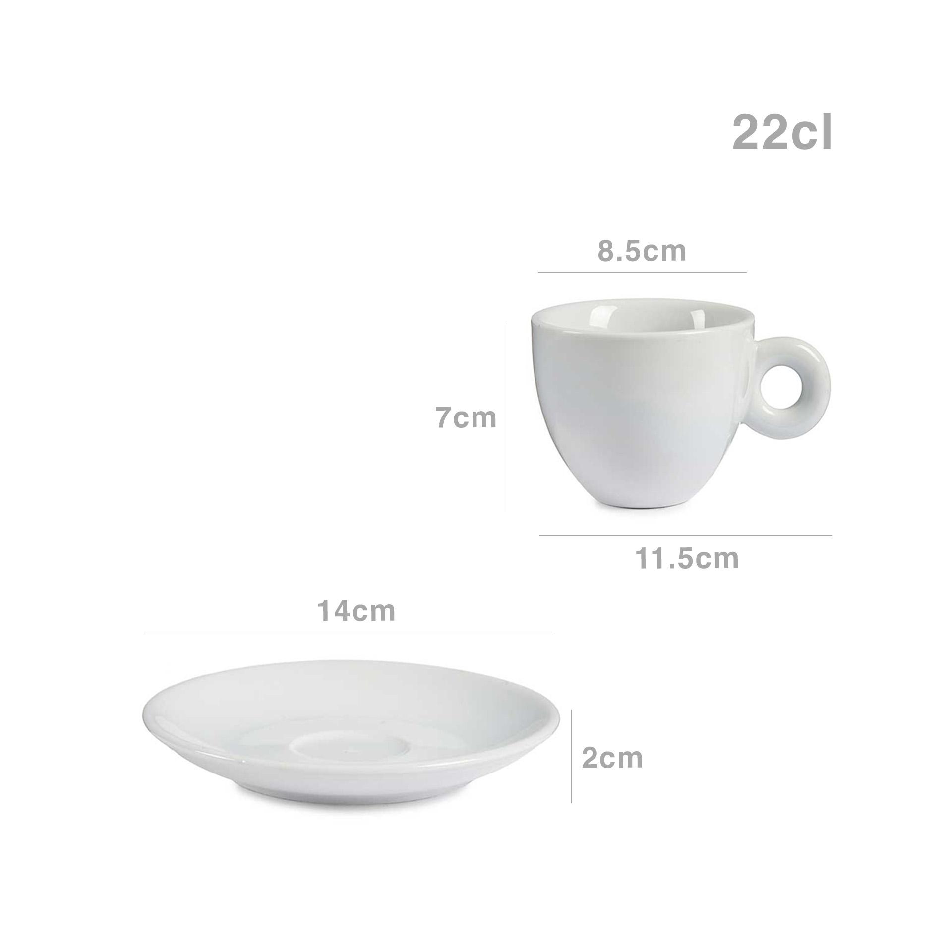 Chávena Café Porcelana com Prato 220ml Pack 6