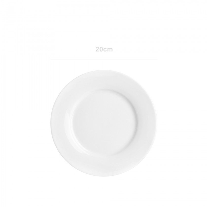 Prato Porcelana Sobremesa Branco 20cm Prato Porcelana Sobremesa Branco 20cm