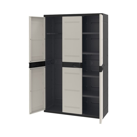 Arm�rio Pl�stico Titanium 3 Portas Retangular Preto / Bege 105X44X176cm - Image product