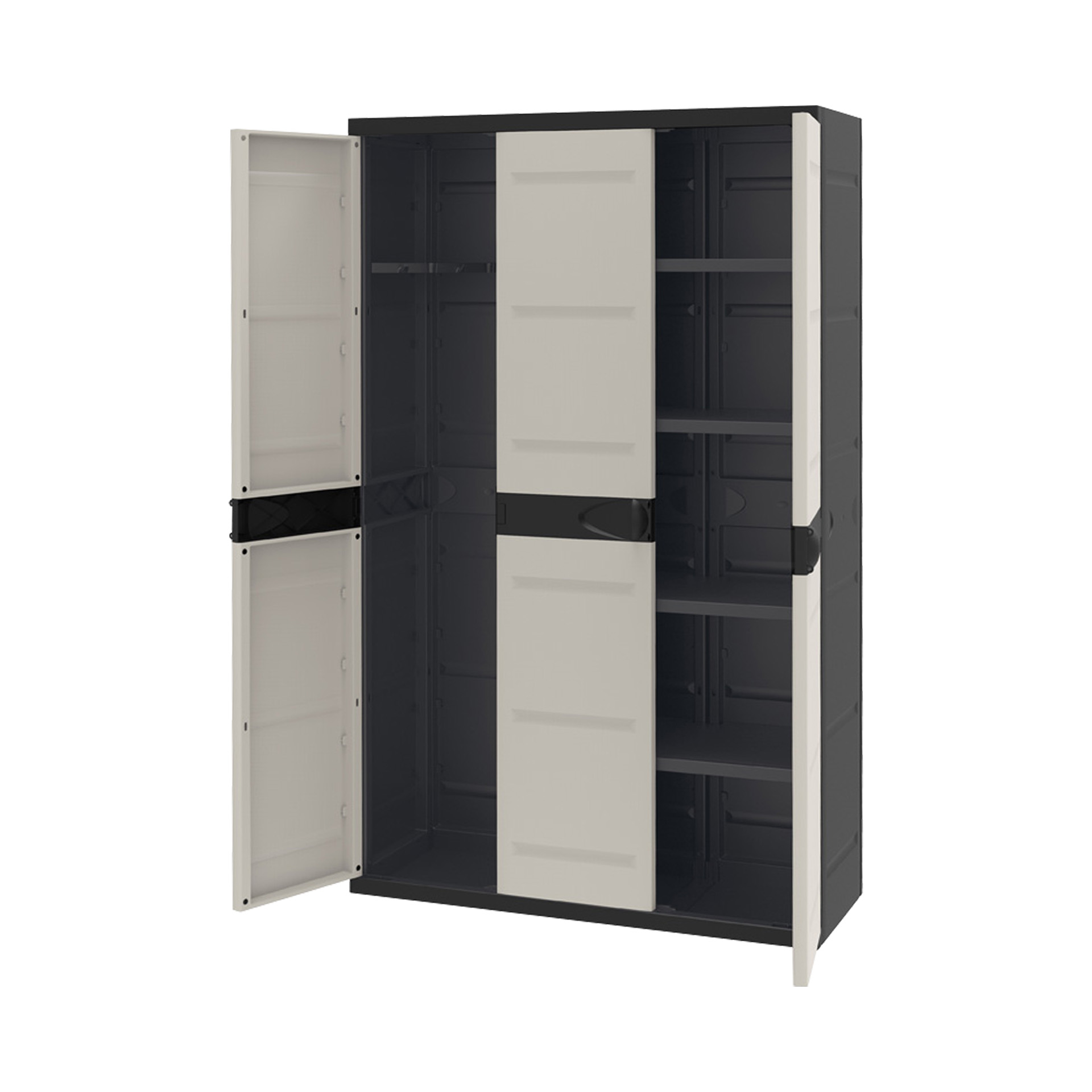 Armário Plástico Titanium 3 Portas Retangular Preto / Bege 105X44X176cm