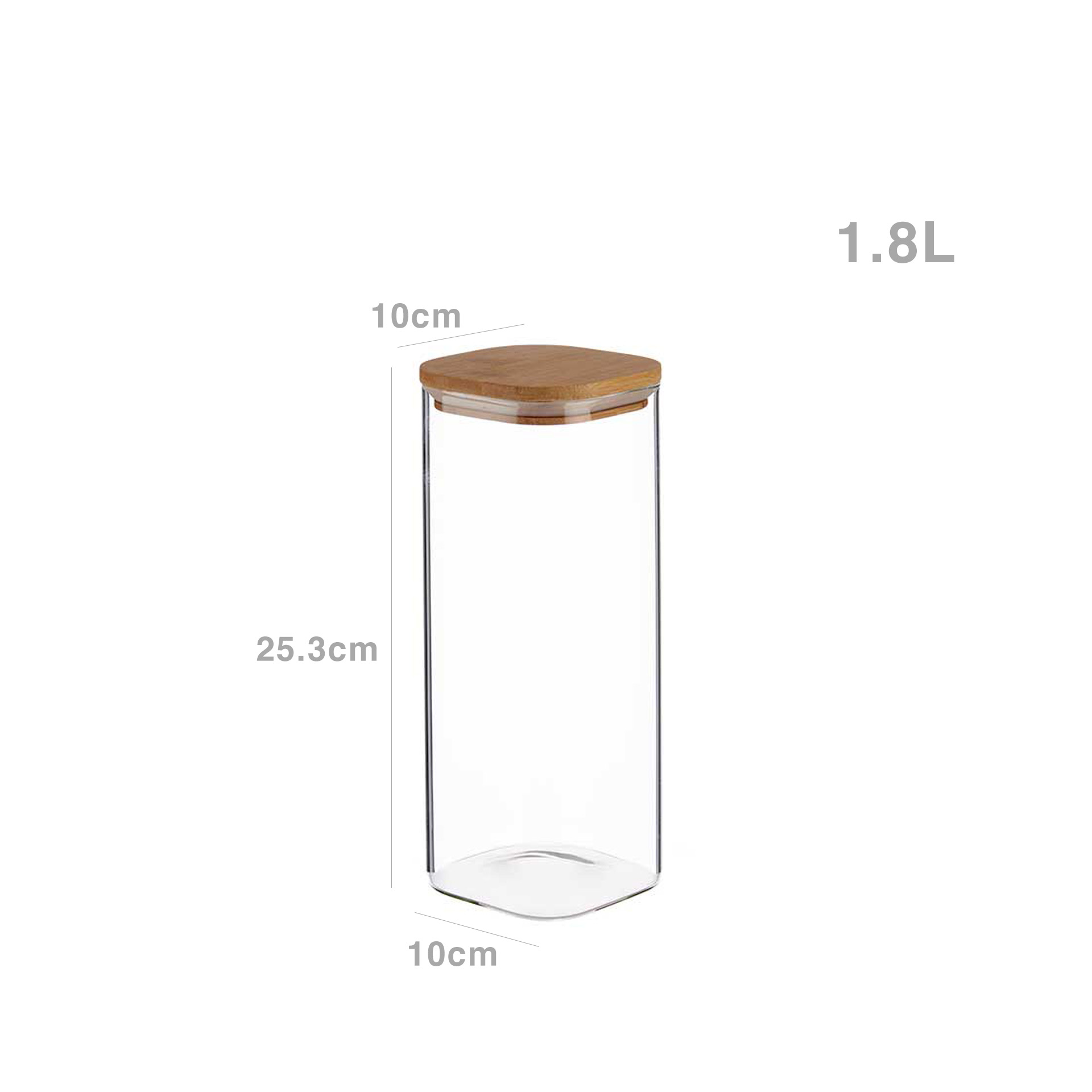 Frasco Hermético Vivalto Com Tampa Bambu 1800ml 10X10X25.3CM