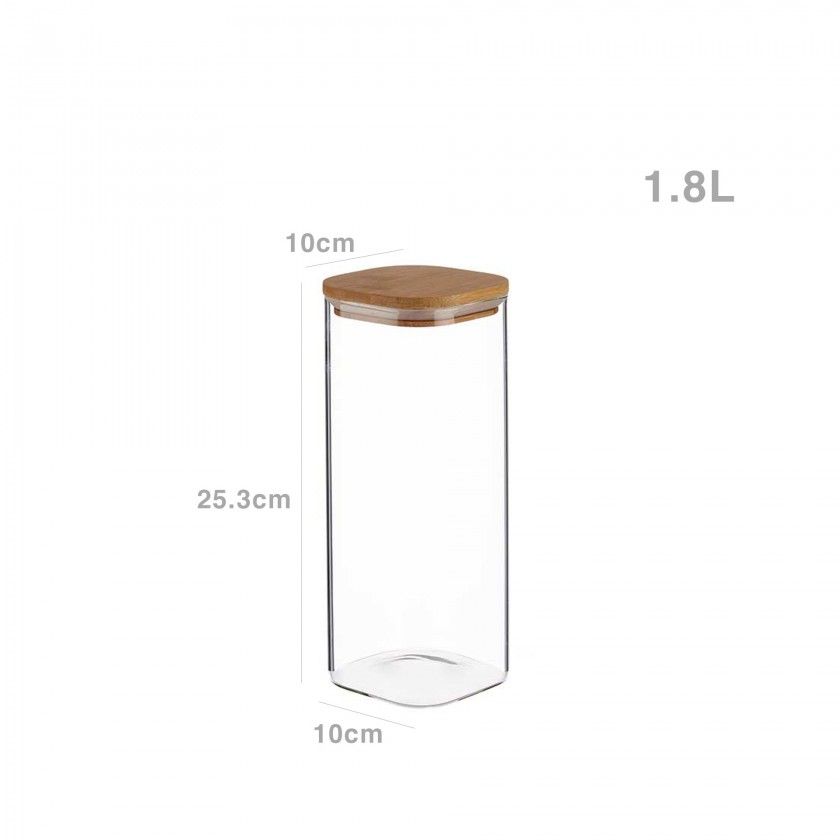 Frasco Hermético Vivalto Com Tampa Bambu 1800ml 10X10X25.3CM Frasco Hermético Vivalto Com Tampa Bambu 1800ml 10X10X25.3CM