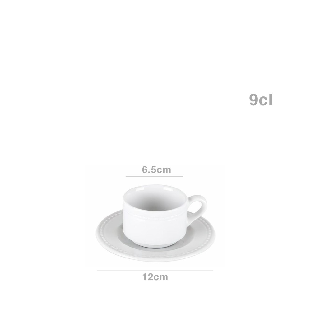 Ch�vena Caf� Porcelana Perla com Pires 9cl 6.5X12cm