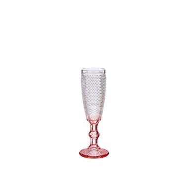 Copo Flute Picotado Special com P� Rosa 18cl 6X20cm Pack 6
