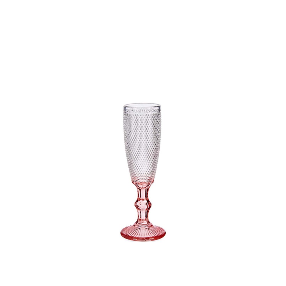 Copo Flute Picotado Special com P� Rosa 18cl 6X20cm Pack 6