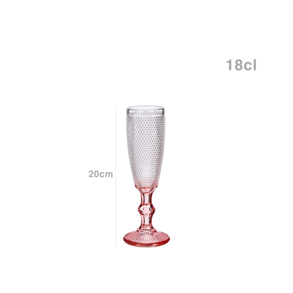Copo Flute Picotado Special com P� Rosa 18cl 6X20cm Pack 6
