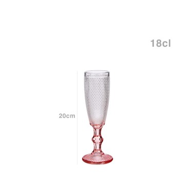 Copo Flute Picotado Special com P� Rosa 18cl 6X20cm Pack 6