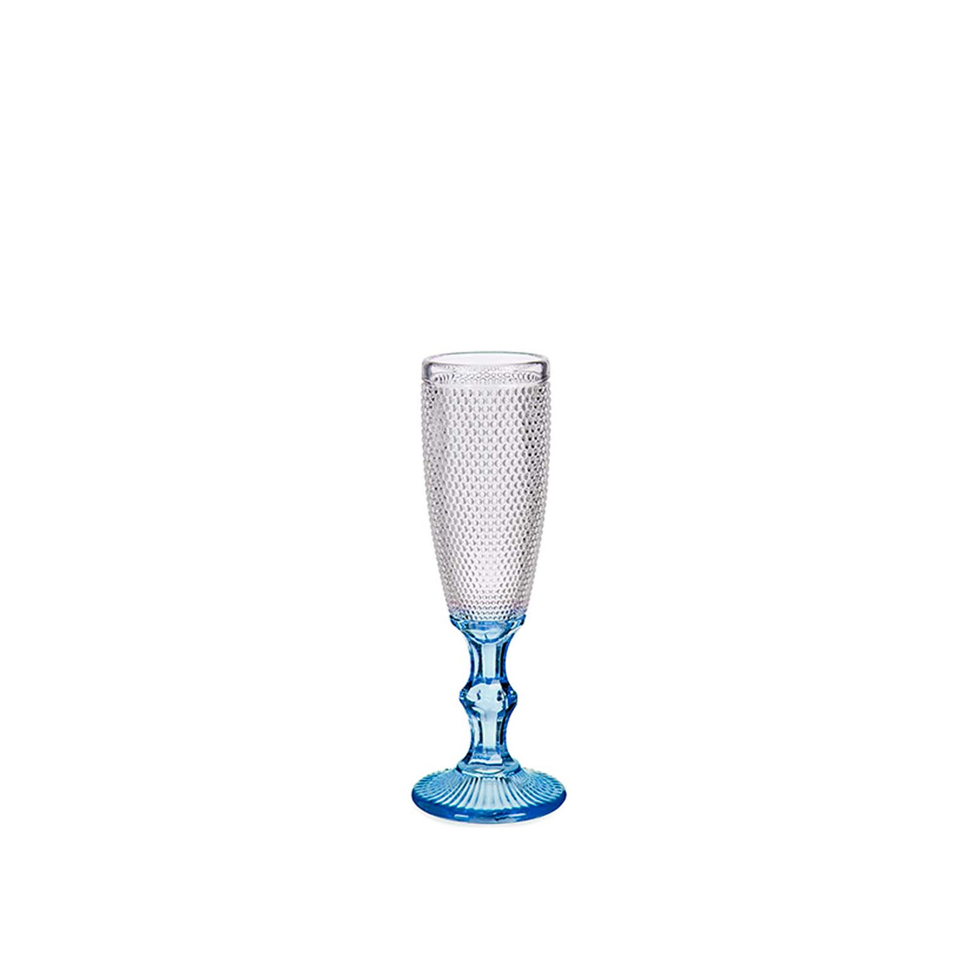 Copo Flute Picotado Special com Pé Azul 18cl 6X20cm Pack 6
