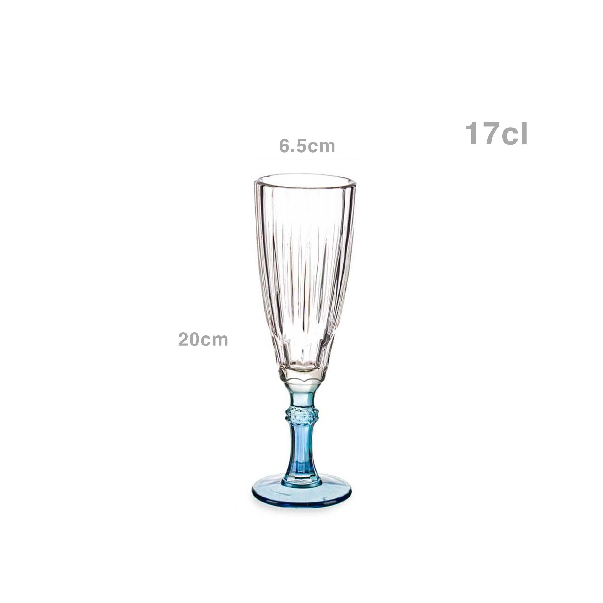 Copo Flute Picotado Exotic com Pé Azul 17cl Pack 6