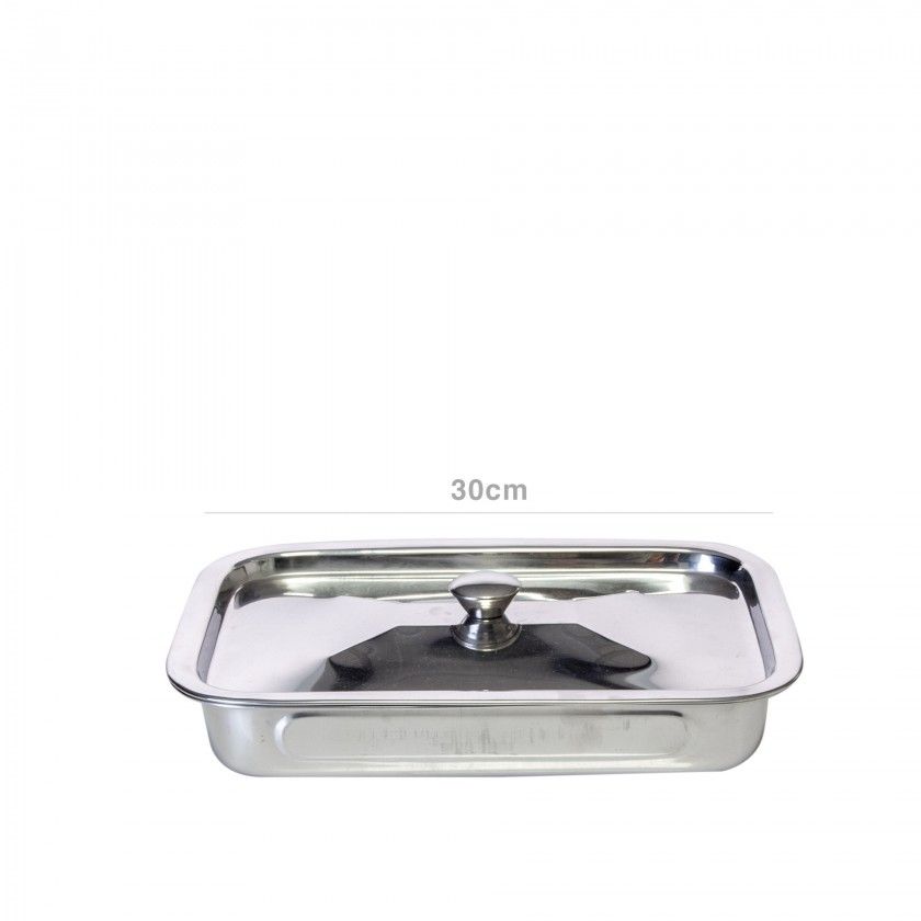Assadeira Inox com Tampa 30cm Assadeira Inox com Tampa 30cm