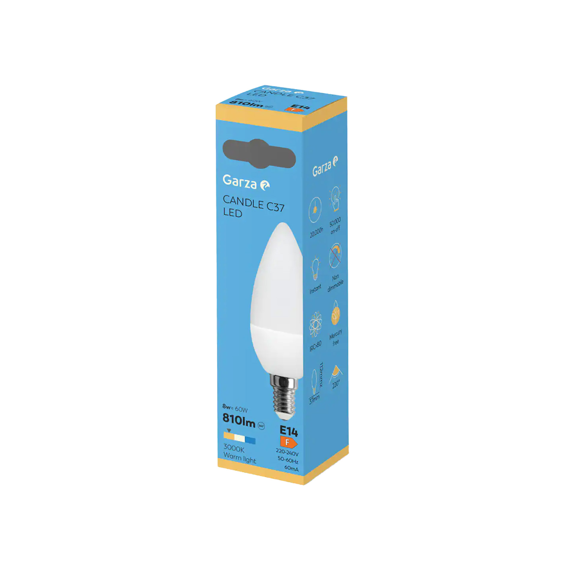 Lâmpada Led Vela E14 8W 810Lm Luz Quente
